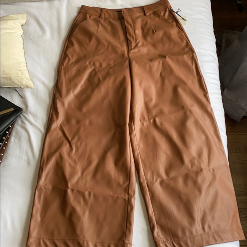 Faux Leather gaucho pants, new with tags!